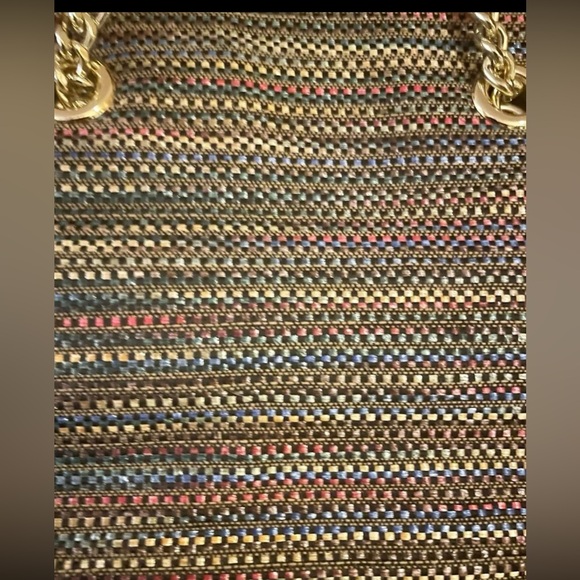 Calvin Klein Multi-Colored Straw Tote Bag Purse Gold Accents Casual-Dressy NWOT - Picture 3 of 11